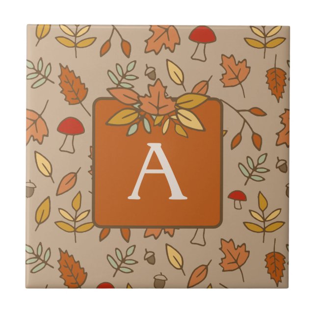 Monogram Thanksgiving Höst löv Kakelplatta (Framsidan)