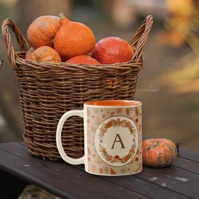 Monogram Thanksgiving Höst löv Mugg (Skapare uppladdad)