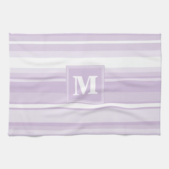 Monogram thistel lila rand kökshandduk (Horisontell)