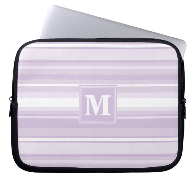 Monogram thistel lila rand laptop sleeve (Framsidan)