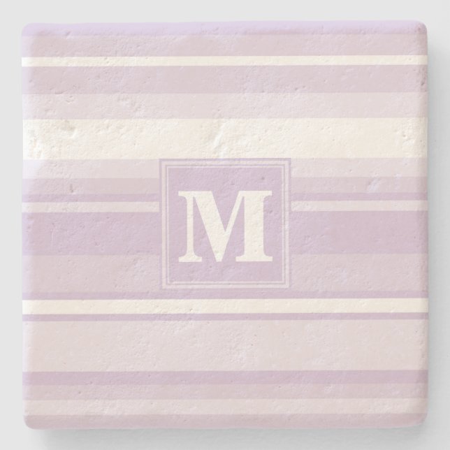 Monogram thistel lila rand underlägg sten (Framsidan)