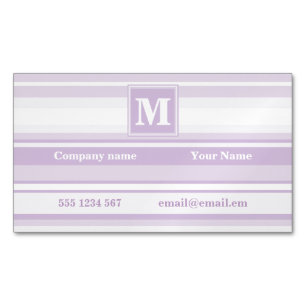 Monogram thistel lila rand visitkortmagnet