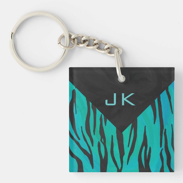 Monogram Tiger Black and Teal Print Mönster (Framsidan)