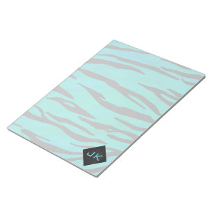 Monogram Tiger Black and Teal Print Mönster Anteckningsblock