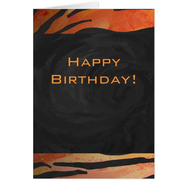 Monogram Tiger Hett Orange och svart Mönster Hälsningskort (Framsidan)