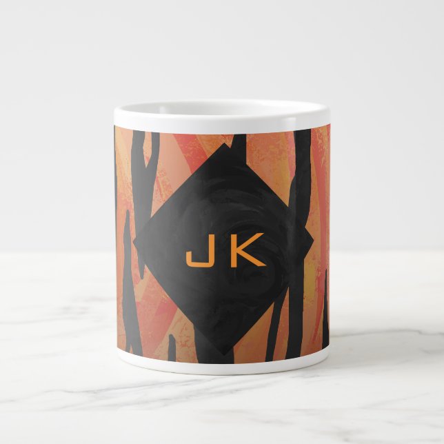 Monogram Tiger Hett Orange och svart Mönster Jumbo Mugg (Framsidan)