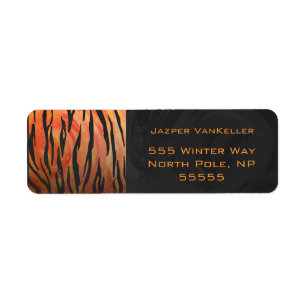 Monogram Tiger Hett Orange och svart Mönster Returadress Etikett