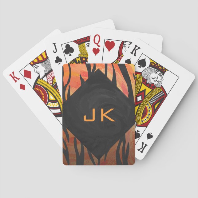 Monogram Tiger Hett Orange och svart Mönster Spelkort (Baksidan)