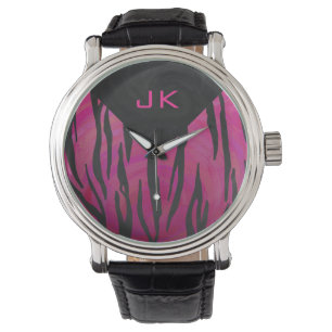 Monogram Tiger Shock rosa och svart Mönster Armbandsur