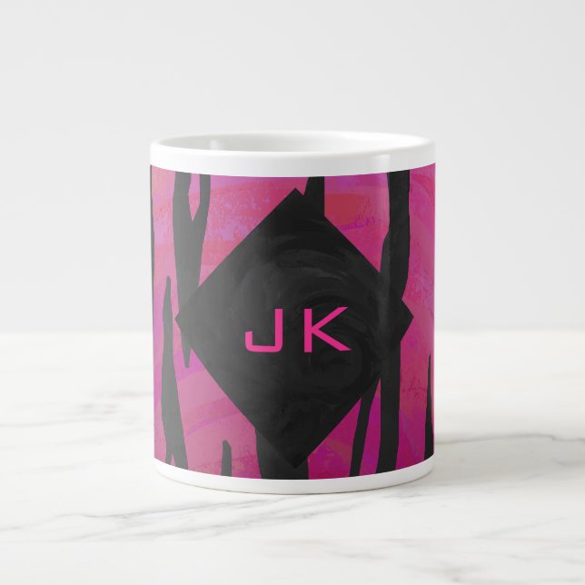 Monogram Tiger Shock rosa och svart Mönster Jumbo Mugg (Framsidan)