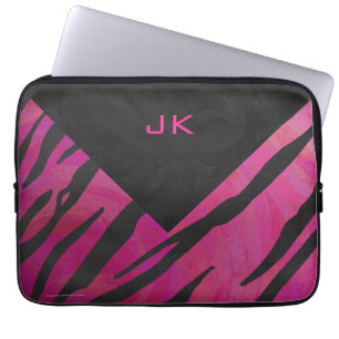Monogram Tiger Shock rosa och svart Mönster Laptop Fodral