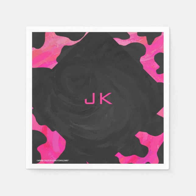 Monogram Tiger Shock rosa och svart Mönster Pappersservett (Framsidan)