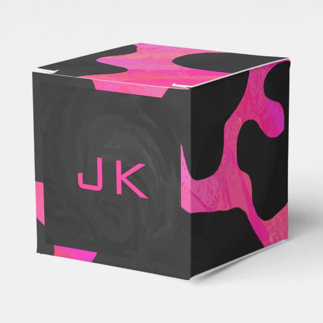 Monogram Tiger Shock rosa och svart Mönster Presentaskar (Framsidan Sidan)