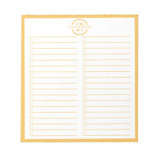 Monogram To Do List Minimalist Yellow Name Anteckningsblock