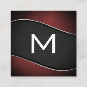 Monogram Tonad Mörk Röd bakgrund Mesh Fyrkantigt Visitkort