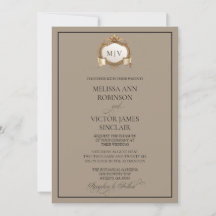 Monogram topp bröllopsinbjudan