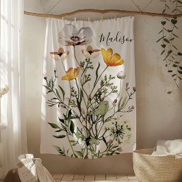 Monogram torkad vildblomsbukett fleecefilt