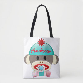MONOGRAM TOTE ’Cute Sock monkey’ Tygkasse