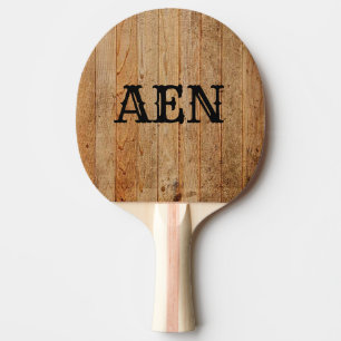 Monogram trä lantlig brun svart pingisracket