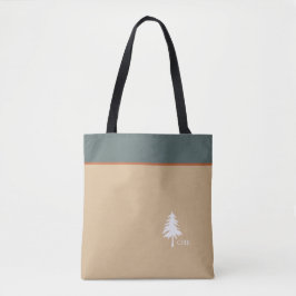 Monogram Träd Grönt Tan Natur inspirerad Tygkasse