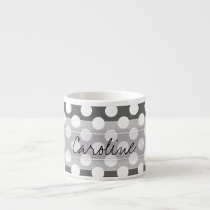 Monogram träkol Grått White Polka Dot Mönster Espressomugg