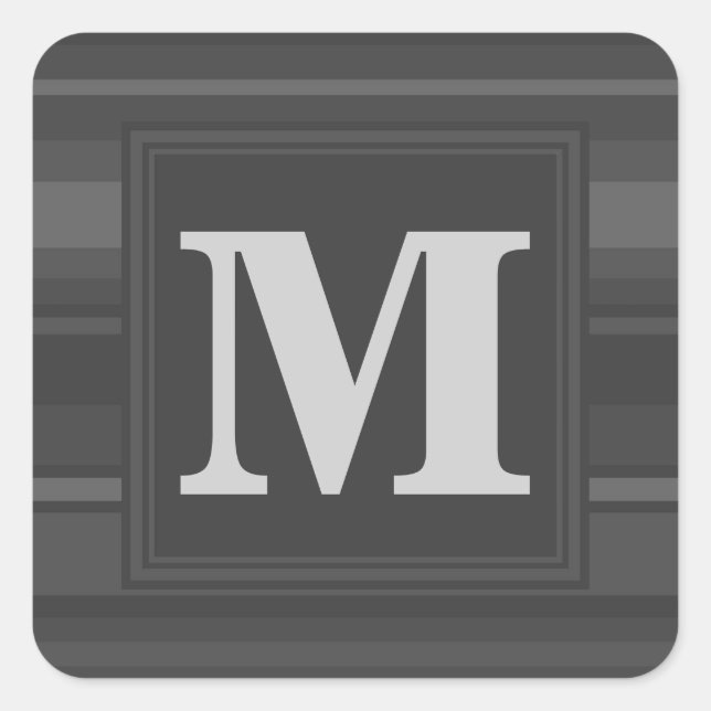 Monogram träkol rand fyrkantigt klistermärke (Framsida)