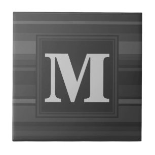 Monogram träkol rand kakelplatta