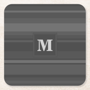 Monogram träkol rand underlägg papper kvadrat