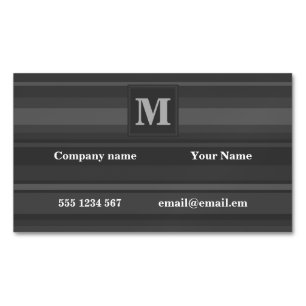 Monogram träkol rand visitkortmagnet