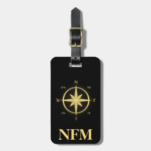 Monogram Travel Faux Guld Compass Bagagebricka