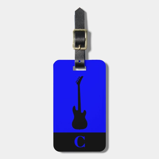Monogram Travel Music Electric Bass Guitar Blue Bagagebricka (Vertikal Framsida)