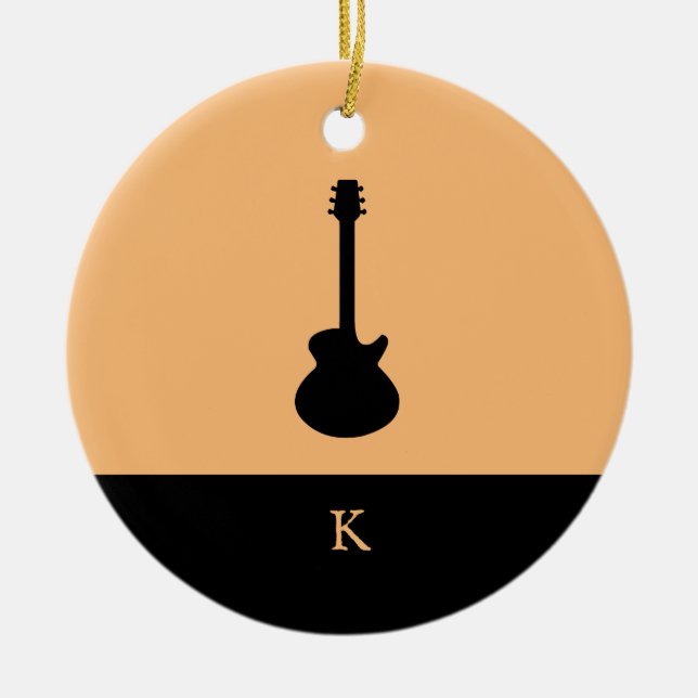 Monogram Travel Music Electric Bass Guitar Julgransprydnad Keramik (Framsidan)