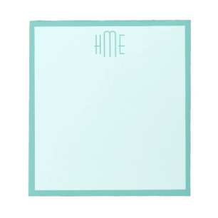 Monogram tre Namn-mall - Teal Anteckningsblock
