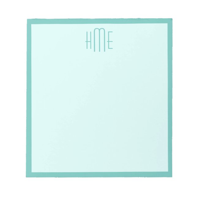 Monogram tre Namn-mall - Teal Anteckningsblock (Framsida)