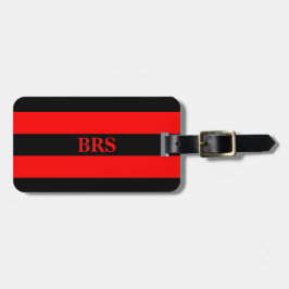 Monogram Tre Svarta Ränder på Röd Bagagebricka