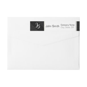 Monogram Trendig Geometric Black Mönster Etikettband