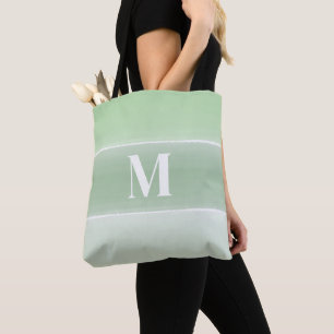 Monogram Trendig Grönt för första Snyggten Rand Tygkasse