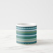 Monogram Tribal Teal Blue Mönster Espresso Mugg