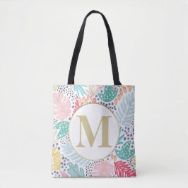 Monogram Tropical Colorful Collage Tote Bag Tygkasse