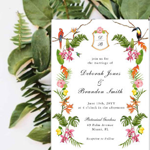 Monogram Tropical Floral & Grönska Inbjudningar