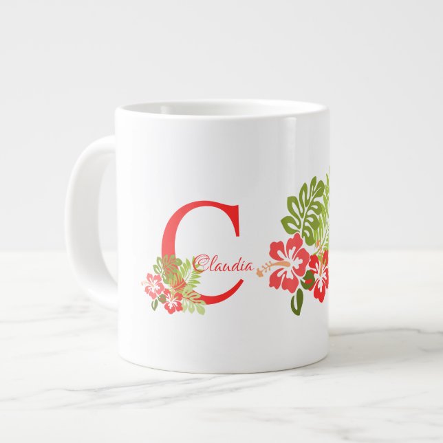 Monogram Tropical Flowers Jumbo Mugg (Framsida vänster)