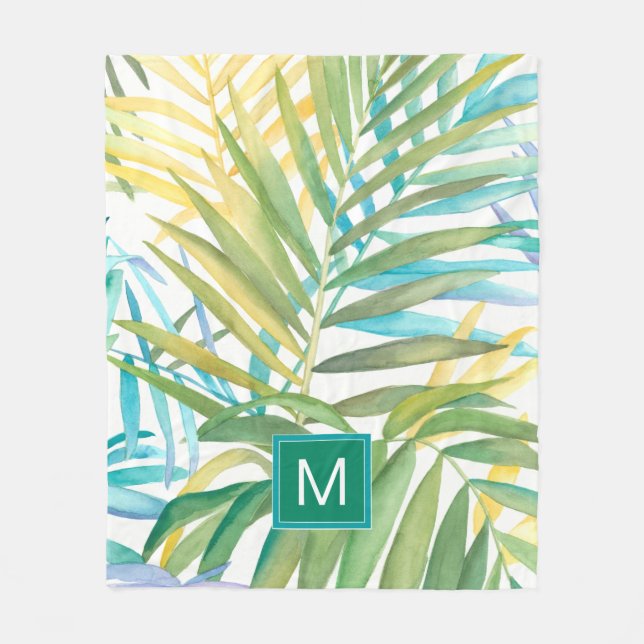 Monogram | Tropical Handflatan Löv Fleecefilt (Framsidan)