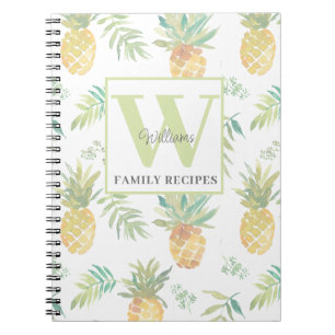 Monogram Tropical Pineapple Recipe Anteckningsbok