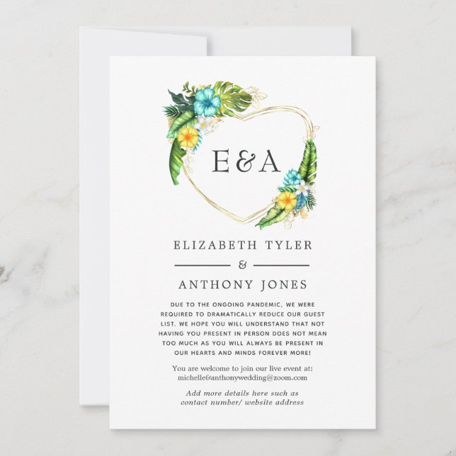 Monogram Tropical Summer Beach Reduced Guest List Meddelande (Framsida)