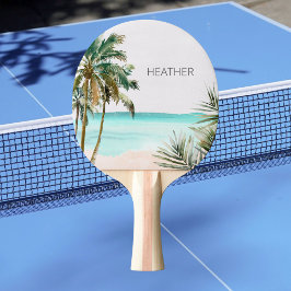Monogram Tropicala Palmträdslöven Blå Strand Pingisracket