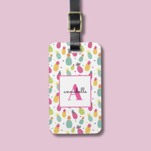 Monogram Tropisk Ananas Personlig Mönster Bagagebricka