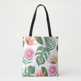 Monogram Tropisk Blommig Handväskaspresent Tygkasse