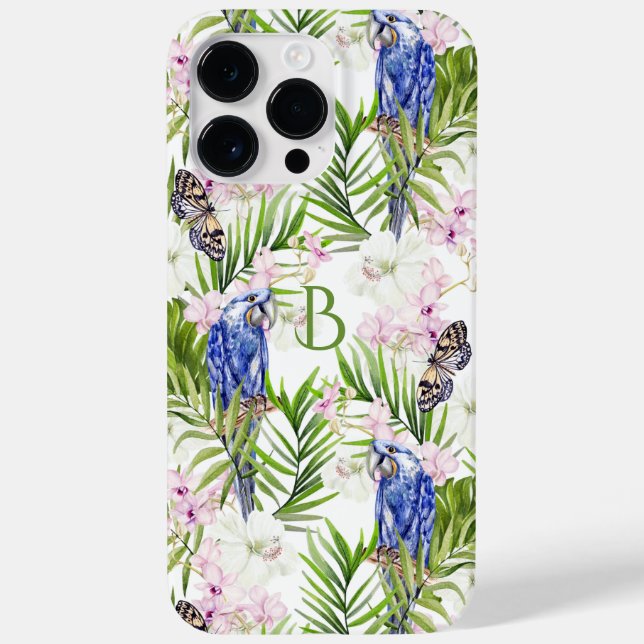 Monogram Tropisk Blommig Modern Flickaktig Natur (Baksida)