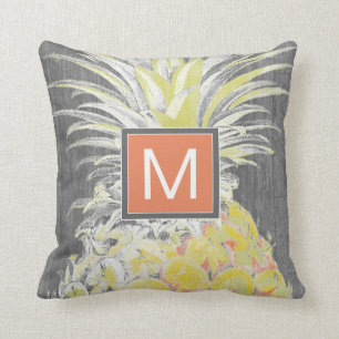 Monogram   Tropisk gul pinneapple Kudde