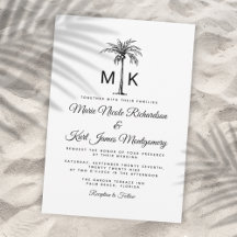 Monogram Tropisk Palmträd Formell Strandbröllop